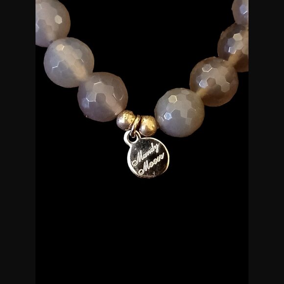 Mandy Moon Silver Tone Natural Stone Beaded Stretch Statement Bracelet - Picture 4 of 10